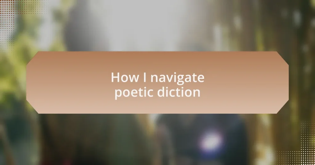 How I navigate poetic diction
