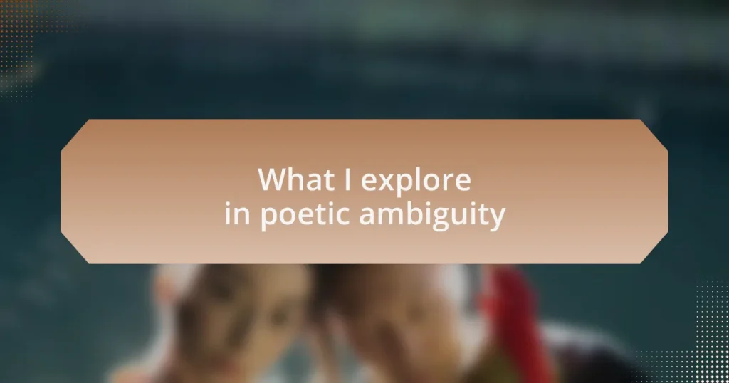 What I explore in poetic ambiguity