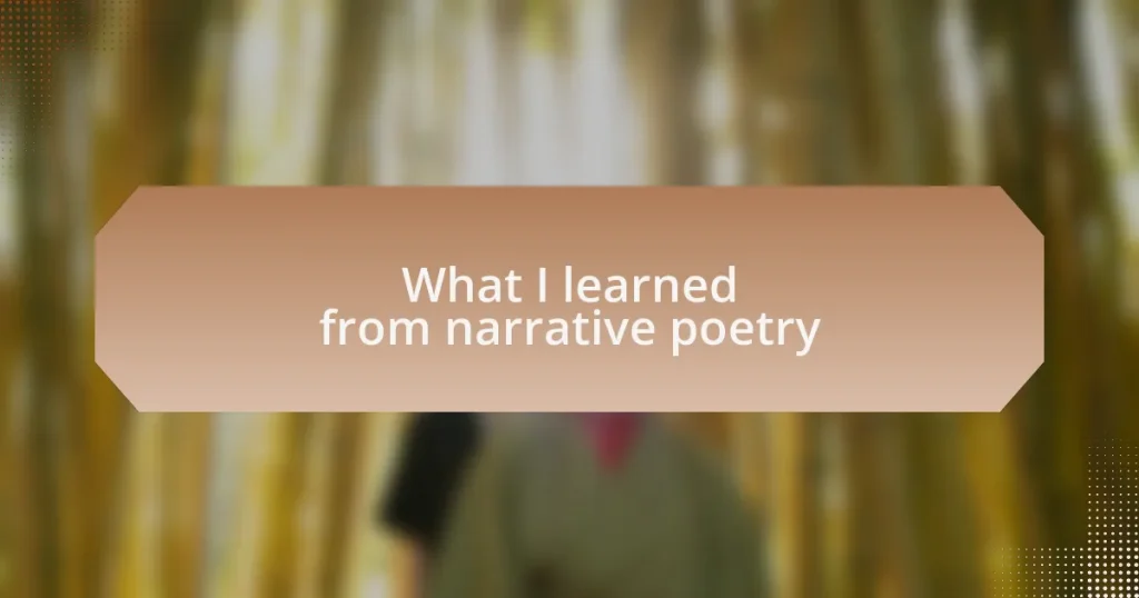 What I learned from narrative poetry
